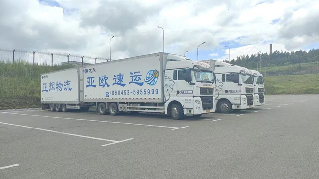 跨境物流新突破我省首次引进中置轴双挂厢式货车